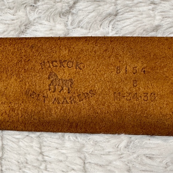 Vintage Hickok Belt Makers, Carmel Brown Cowhide Leather Gold Tone Buckle, M - Picture 2 of 11